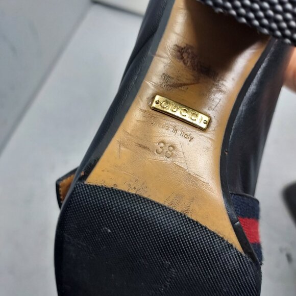 GUCCI BLACK GG PEYTON PEARL LEATHER HEEL SHOE - Picture 10 of 12